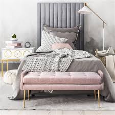 It's built on a solid and engineered wood frame and. Avery Modern Classic Grey Velvet Upholstered Channel Tufted Bed Twin Twin Kathy Kuo Home