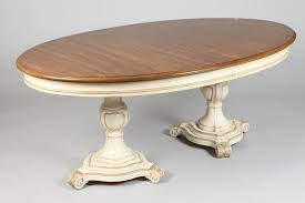 I've looked at hundreds of dining tables online, and i can't find any that both suit my needs (expandable up to at least 100 inches) and. Sold Price Henredon French Provincial Style Fruitwood Oval Top Dining Table With Cream Color Painted Double Pedestal Base H 29 In Top 72 June 6 0119 11 00 Am Edt