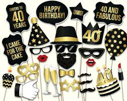 Hello forty tshirt women 40th birthday shirts cute print short sleeve graphic tee top ladies dirty 40 team super hot 7 colors options. 40th Birthday Photo Booth Props Printable Pdf Black And Gold Forthieth Birthday Party Supplies Inst Birthday Photo Booths Birthday Props 60th Birthday Party