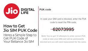 सबसे पहले आप jio customer care (1800 889 9999) पर call करे और अपना नंबर बता कर code . How To Get Jio Sim Puk Code In Reliance Jio