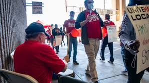 Striking Sky Harbor workers protest HMSHost outside Terminal 4