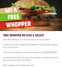 Maybe you would like to learn more about one of these? Free Whopper Through Click Collect On The Burger King App Takeawaycodesireland