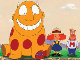 The ferocious beast is anything but ferocious, though he is large, with red spots. 90s Early 2000s Blog Babyishmemories Maggie And The Ferocious Beast Old Kids Shows Early 2000s Cartoons 90s Cartoon Costumes