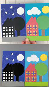 House Day And Night Craft With Printable Template Video Video Preschool Crafts Kindergarten Crafts Preschool Art Activities