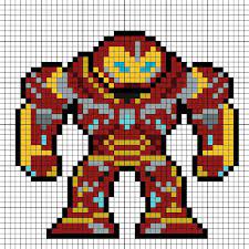 Hulkbuster Mark Ii Perler Bead Pattern Pixel Art Grille Pixel Art Pixel Art Marvel