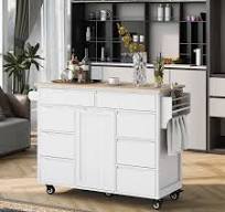 Kitchen Prep Table Islands wFlatware Organizer, Movable Storage Carts - Bed  Bath & Beyond - 42004719
