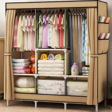 It is a functional and mobile container for clothes and various things. Cloth Wardrobe Steel Pipe Reinforcement Double Family Thickened Steel Frame Assembly Oxford Cloth Single Simple Cloth Art Cabinet