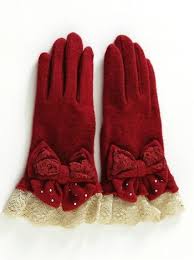big gloves with ribbon lace