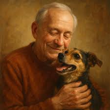 One day, while I was working upstairs in my office, my German Shepherd came  upstairs and stood in my office doorway barking at me. Then he walked over  to the top of