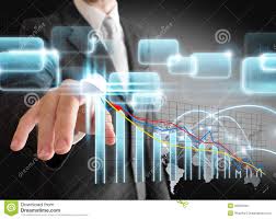 Businessman Hand Touch Virtual Stock Graph Chart Stock