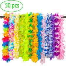Perfect luau party supplies, decorations for hawaiian beach themed parties have everyone wear hawaiian necklace: Longsky 50 Counts Hawaiian Leis Party Favors Tropical Hawaiian Necklace Silk Flower Leis For Luau Beach Birthday Party Decorations And Party Supplies Toys Games Party Supplies Fcteutonia05 De