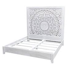 When choosing a new platform bed and mattress from the same. King Bed Carved Tall Headboard Whitewashed Mandala Solid Mango Wood