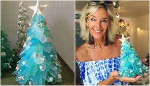 Beautiful shards of sea glass and shells are encased in the highest quality acrylic ornament balls. Woman Hand Makes Sea Glass Christmas Trees And We Are All Obsessed Crafty Morning