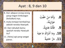 Dinamakan surat al qari'ah yang berarti hari kiamat. Tafsir Surah Al Qori Ah