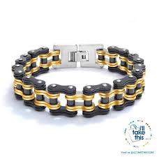 Black And Gold Motorcycle Chain Motorcycle Chain Bracelets 15 Color Options In A Stainless Steel Link Chain Men S Bracelet Bike Chain Bracelet Chains For Men Gold Chains For Men