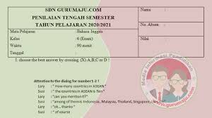 Materi bahasa inggris kelas 6 2020. Soal Uts Pts Bahasa Inggris Kelas 6 Semester 1 K13 Revisi Guru Maju