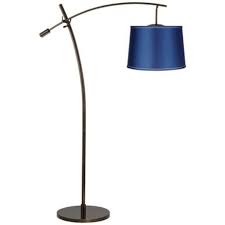 Tara Medium Satin Blue Shade Balance Arm Arc Floor Lamp With Images