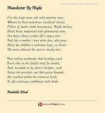 You built it all, there is nothing you can't do. Manchester By Night Poem By Mathilde Blind