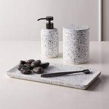 0_ black and white toile, checks, or florals achieve looks from french country to american traditional. Scala Terrazzo Black White Bath Accessories