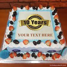 As additionals, let's look at these 10 year anniversary cake ideas, one year anniversary cake and funny wedding anniversary cake. Create Happy Anniversary Cake With Name Edit