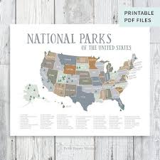 Us National Parks Map Natural Earthtones Explorer Nursery Wilderness Decor Kids Play Room Printable Wilderness Nursery National Parks Us National Parks Map