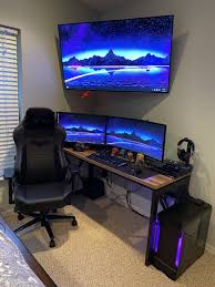 Battlestation Complete Along With A Trifecta Of Displays Lg Oled55c9 Asus Pg27uq And An Alienware Aw3418dw Pc Computers Gaming 2020 Ev Ofisi Ofisler Evler