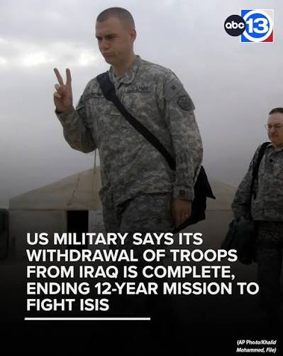 The U.S. military says it has completed the withdrawal of its troops from Iraq, ending a 12-year mission to fight the Islamic State group.