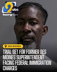 A trial date has been set for former Des Moines Public Schools  Superintendent Ian Roberts, who is facing federal immigration charges. Read  more here:  https://www.kcrg.com/2025/10/22/trial-set-former-des-moines-superintendent-facing-federal-immigration  ...
