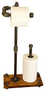Sunnypoint free standing bathroom toilet paper holder stand with reserve, reserve area has enough space for jumbo roll. Farmhouse Free Standing Tp Holder Industrial Toilet Paper Holders By Loft Essentials Houzz