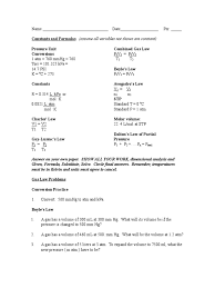 Mm hg and 0 °c occupies a volume of one l. Gas Law Worksheet Gases Mole Unit