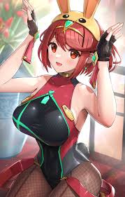 gonzarez, pyra (pro swimmer) (xenoblade), pyra (xenoblade), nintendo, super  smash bros., the legend of zelda, xenoblade chronicles (series), xenoblade  chronicles 2, commentary request, highres, revision, 1girl, adapted  costume, black gloves, breasts, brown