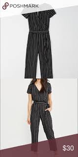 Black And White Striped Jumpsuit With Sleeves Abercrombie Tie Front Jumpsuit Striped Jumpsuit Striped Jumpsuit