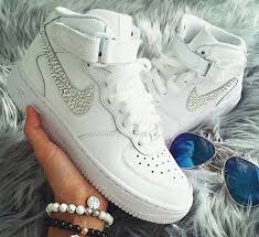 Nike Air Force 1 07 High Tops Hand Customized Swarovski Etsy In 2020 Womens High Top Sneakers Nike Air Force Nike Air