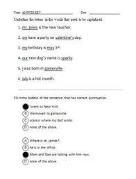 Capitalization Worksheet For Kindergarten 1st 2nd And 4th Grades