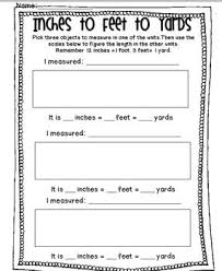 Inches Feet And Yards Measuring Freebie Second Grade Math Math Objective Fifth Grade Math