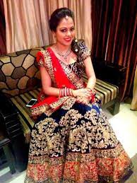 Blue Velvet Lengha With Red Dupatta Indian Bridal Wear Indian Bridal Dress Lovely Dresses