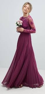 Plum Long Modest Bridesmaid Dress Asos Design Bridesmaid Maxi Dress With Lace Slee Maxi Bridesmaid Dresses Bridesmaid Dresses Modest Bridesmaid Dresses Long