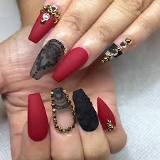 Black And Red Ombre Nails Matte Coffin Nails I Only Like These For The Matted Ombre Nails Pepino Nail Art Design Maroon Nails Matte Nails Design Maroon Nail Designs
