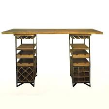 Bar A Vin En Bois Massif Avec Rangements Pour Bouteilles Et Verres Disponible Sur Le Site Mathi Design Meuble Bar Cuisine Table Haute Meuble Style Industriel