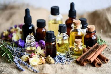 Pure botanical extracts used in clean fragrance formulation, AI generated