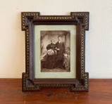 Antieke Franse Napoleon III lijst | donkerbruin goud sierlijk hout |  Ingelijste trouwfoto van 8,75 x 10,5 inch