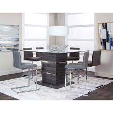 A rich dark espresso finish and sturdy block legs create a bold look. Cramco Inc Gamma G5182 43 46 49 6x24 Contemporary 7 Piece Counter Height Pub Dining Set Lapeer Furniture Mattress Center Pub Table And Stool Sets
