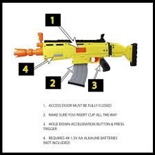 Power up the motor with the acceleration button and pull the trigger. Fortnite Nerf Ar L Elite Motorized Blaster New Film Tv Videospiele