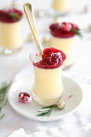 Eggnog Panna Cotta With Spiked Cranberry Sauce Panna Cotta Recipe Dessert Leger Cranberry Sauce