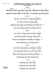 10,000 reasons (bless the lord) bless the lord, o my soul o my soul worship his holy name sing like never before o my soul i'll worship your holy name. 10 000 Reasons Lyrics Chords C Pdf Pdf Song Structure Songs