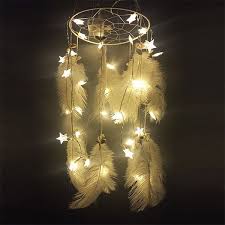 Turn On The Starlight And Let Dreams Take Flight Beautiful Dreams Descend Through Silky White Feathe Dream Catcher Mobile Diy Home Decor Bedroom Dream Catcher