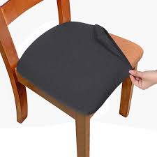 Shop for dining chair covers in slipcovers. Melaluxe Stretch Dining Room Chair Seat Covers Removable Washable Jacquard Anti Dust Upholstered Kitchen Chair Seat Cushion Slipcovers Dark Grey Pack Of 4 Buy Online In India At Desertcart In Productid 114965570