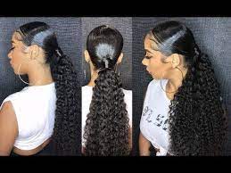 Sleek Middle Part Ponytail With Beauty Forever Malaysian Curly Hair Youtube Ponytail Styles Weave Ponytail Hairstyles High Ponytail Styles
