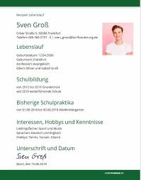 Dafür eignen sich zum beispiel. Lebenslauf Fur Das Schulerpraktikum Muster Fur Korrekten Lebenslauf