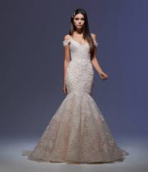 Style 32000 Ines Lazaro Bridal Gown Blush Petal Embroidered Tulle Over Chantilly Lace Mermaid Gow Lazaro Bridal Lace Mermaid Wedding Dress Lazaro Bridal Gown